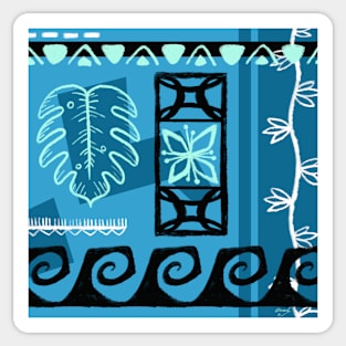 Aqua Hawaiian Patterns Sticker